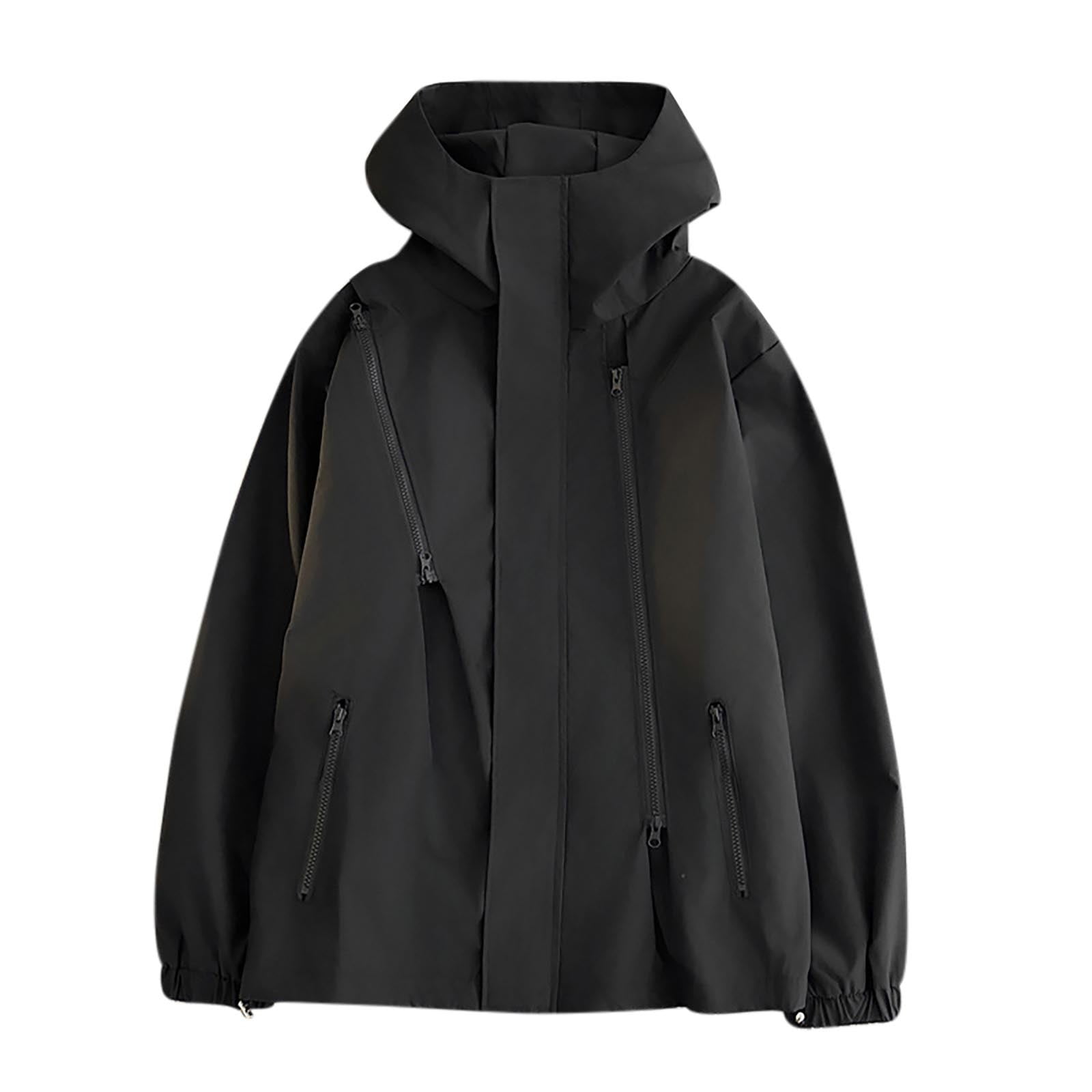 snilers Big and Tall Rain Jacket for Men Hooded Windproof Trench