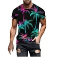 thumbnail image 1 of snilers Big and Tall T Shirts for Men Stretchy Crew Neck Casual Tops Summer Beach Hawaii Palm Graphic Print Athletic Muscle Tees Pullover, 1 of 5