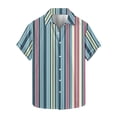 thumbnail image 1 of snilers Bowling Shirt for Men Stripes Short Sleeve Button Up Stretchy Hawaiian Shirts Lapel Summer Beach Casual Tops Multicolour, 1 of 5