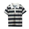 thumbnail image 1 of snilers Boy's T Shirt Button Down Collared Neck Pullover Stripes Short Sleeve Tee Shirts Summer Athletic Tops, 1 of 3