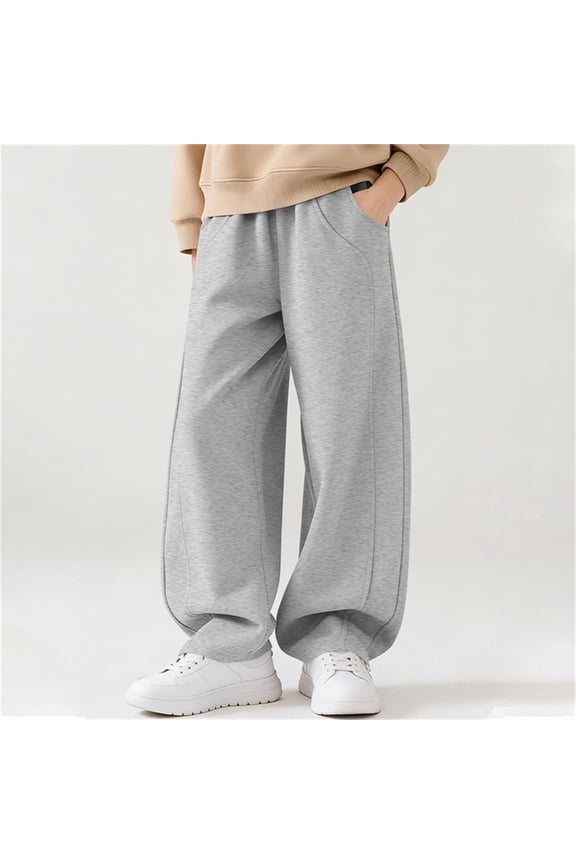 Boys Baggy Sweatpants Teens Straight Leg Open Bottom Pants Summer Lightweight Drawstring Trousers with Pockets 5-16 Years