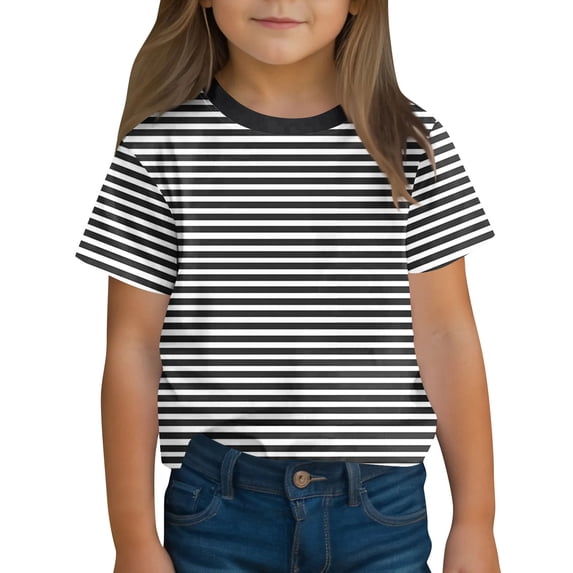 snilers Boys Casual Striped Shirts Kids Short Sleeve Crewneck T-Shirts Basic Tees Color Block Soft Cotton Summer Tops 3-14 Years
