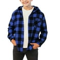 thumbnail image 1 of snilers Boys Jacket Fashion Button Down Plaid Shacket Fall Winter Lightweight Hoodie Long Sleeve Casual Outerwear with Pocket Size 14-15Years, 1 of 5