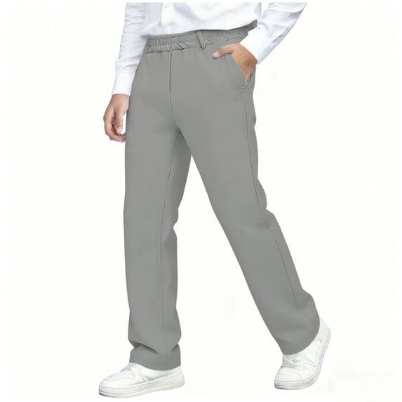 snilers Boys School Uniform Twill Khaki Pants Flat Front Elastic Waist Stretch Chino Pants Casual Trousers with Pockets 5-15 Years