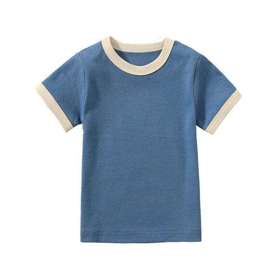 snilers Boys Shirts Crew Neck Summer Top Soft Comfortable Short Sleeve Color Block Basic Tees for 2-6 Years Girls and Boys