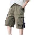 thumbnail image 1 of snilers Boys Shorts Thin Loose Fitted Cargo Joggers Short Pants with Pockets Casual Stylish Beach Summer Trousers Solid Color Sweatpants for 5-14 Years, 1 of 6