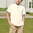 thumbnail image 1 of snilers Boys Summer Henley T-Shirt Kids Casual Short Sleeve Button Crewneck Shirts Loose Soft Comfy Tops Basic Tees 5-14 Years, 1 of 8