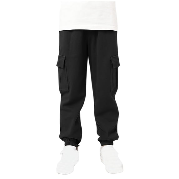 snilers Boys Sweatpants Elastic Waist Tapered Cotton Trousers Solid Color Soft Relaxed Fit Straight Jogger Baggy Active Pants 8-13T