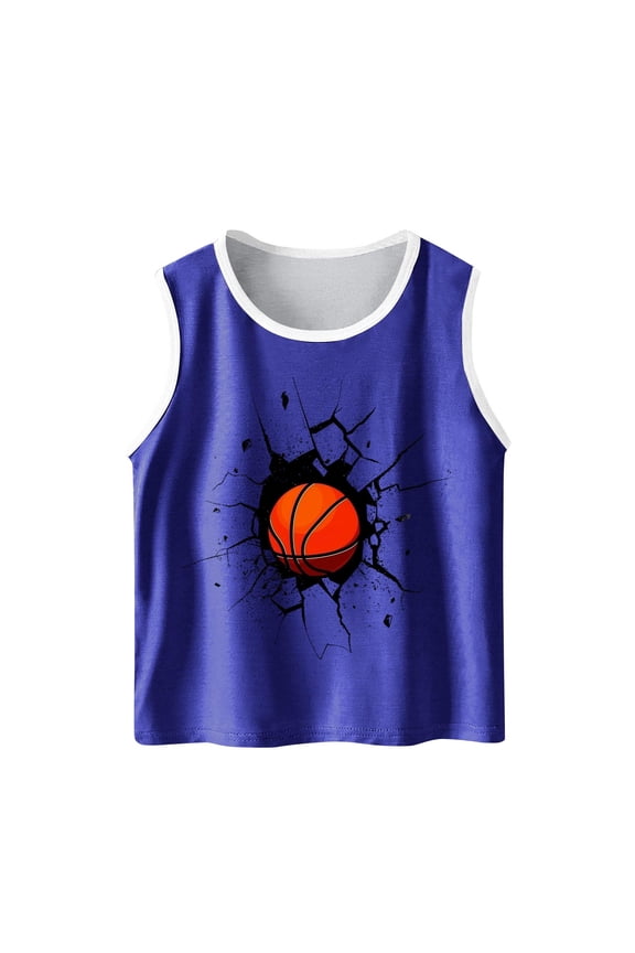 Boys Tank Tops Athletic Sleeveless Crewneck T-Shirts Kids Undershirts Basketball Graphic Tees Size 3-15 Years