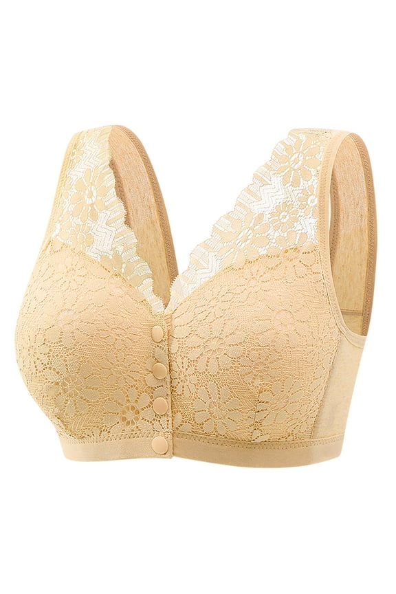 Brass for Women Large Bust No Underwire Full Coverage Push Up Bras Front Close Button Seamless Bra