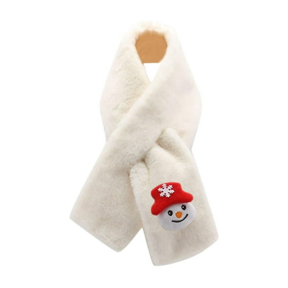 snilers Christmas Neck Scarf for Toddler Boys Girls Warm Winter Plush Faux Furs Neck Warmer Fashion Cute Printed Neck Wraps Scarves for Kids 1-15 Years