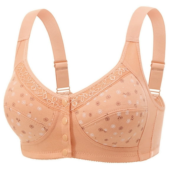 snilers Daisy Bras for Women Comfortable Convenient Front Close Button Bras Adjustable Straps No Underwire Mastectomy Bras Floral Print Full Coverage Bralettes