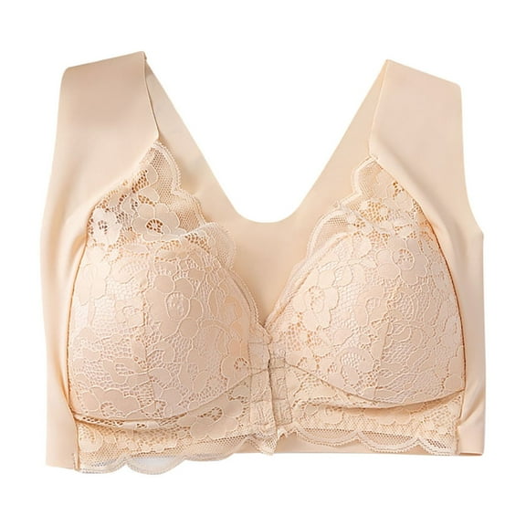 snilers Daisy Bras for Older Women Front Closure Push up Seniors Full Coverage No Underwire Support Everyday Bras V Neck Bralettes Underwear