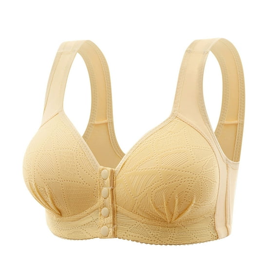 snilers Daisy Bras for Older Women Full Coverage No Steel Ring Comfy Everyday Bras Front Button Closure Push Up Bras
