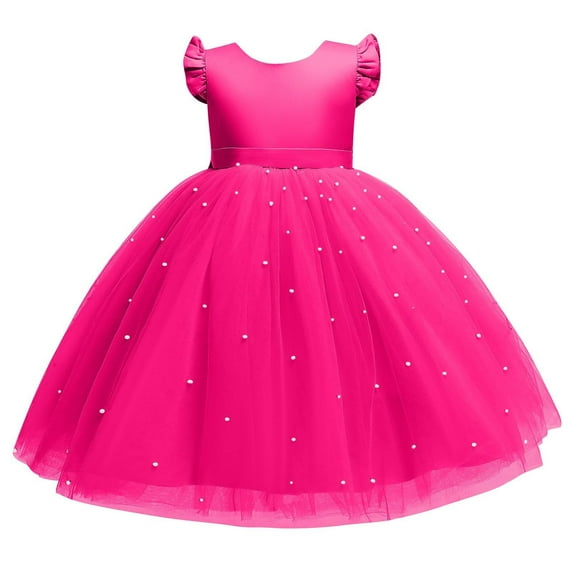 snilers Girl Dresses Wedding Puffy Tulle Dress Ruffle Sleeve Birthday Party Princess Ball Gown Sundresses Summer Vacation Midi Dress Size 4-10 Years