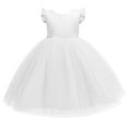 thumbnail image 1 of snilers Girl Dresses Wedding Puffy Tulle Dress Ruffle Sleeve Birthday Party Princess Ball Gown Sundresses Summer Vacation Midi Dress Size 4-10 Years, 1 of 5
