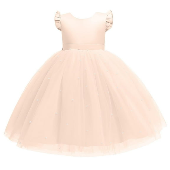 snilers Girl Dresses Wedding Puffy Tulle Dress Ruffle Sleeve Birthday Party Princess Ball Gown Sundresses Summer Vacation Midi Dress Size 4-10 Years