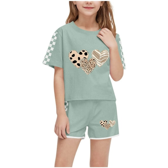 snilers Girls Athletic Short Sets Loose Fitted Summer Outfits 2 Piece Floral Print T Shirt and Shorts Clothing Set Size 5-14 Years