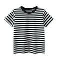 thumbnail image 1 of snilers Girls Boys T Shirts Crew Neck Striped Summer Tops Casual Stylish Short Sleeve Comfortable Basic Tees for 2-12 Years, 1 of 2