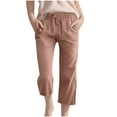 thumbnail image 1 of snilers Girls Capris Pants Elastic Waist Drawstring Cropped Pants Classic Solid Color Summer Trousers for 3-14 Years, 1 of 5