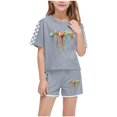 thumbnail image 1 of snilers Girls Clothes 2 Piece Outfits Athletic Short Sets Floral Print T Shirts and Shorts Summer Clothing Set Size 5-14 Years, 1 of 8