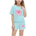 thumbnail image 1 of snilers Girls Clothes 2 Piece Outfits Athletic Short Sets Floral Print T Shirts and Shorts Summer Clothing Set Size 5-14 Years, 1 of 8