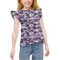 thumbnail image 1 of snilers Girls Cute Camo Tops Summer Ruffle Short Sleeve T Shirts Casual Lightweight Crewneck Soft Basic Tees 3-15 Years, 1 of 8