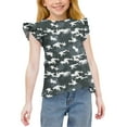 thumbnail image 1 of snilers Girls Cute Camo Tops Summer Ruffle Short Sleeve T Shirts Casual Lightweight Crewneck Soft Basic Tees 3-15 Years, 1 of 8