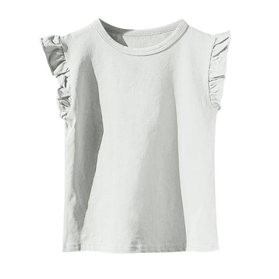 snilers Girls Cute Tops Summer Ruffle Short Sleeve T Shirts Casual Lightweight Crewneck Soft Cotton Basic Tees 2-11 Years