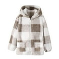 thumbnail image 1 of snilers Girls Fleece Jacket Thickened Warm Fuzzy Plaid Hoodies Fashion Casual Outerwear Zip Up Long Sleeve Winter Coats with Pockets Size 9 Years, 1 of 9