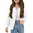 thumbnail image 1 of snilers Girls Jacket Zip Up Cable Knit Cardigan Sweaters Fashion Lightweight Long Sleeve Going Out Tops Soft Comfy Bomber Jackets with Pockets for Kids 5-14 Years, 1 of 7