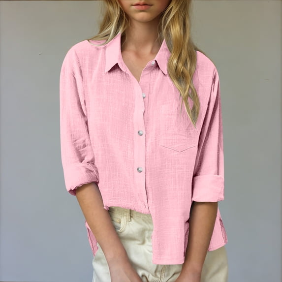 snilers Girls Linen Shirts Summer Boho Long Sleeve Button Down Shirt Kids Casual Loose Beach Vacation Cotton Blouses 5-14 Years