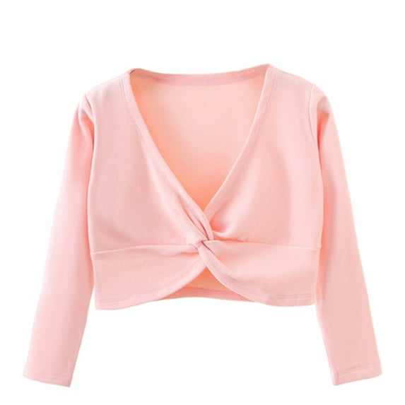 snilers Girls Long Sleeve Shirts Fashion Solid Shrug Front Knot Wrap Top Kids Ballet Dance Dress Cover Up Cardigan Sweaters Size 12-13Years