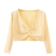 thumbnail image 1 of snilers Girls Long Sleeve Shirts Fashion Solid Shrug Front Knot Wrap Top Kids Ballet Dance Dress Cover Up Cardigan Sweaters Size 8-9Years, 1 of 5