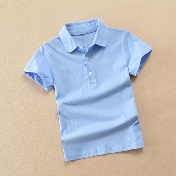 snilers Girls Short Sleeve Active Performance Golf Shirts Summer School Uniform Button Collared Cotton Shirt 2-13 Years