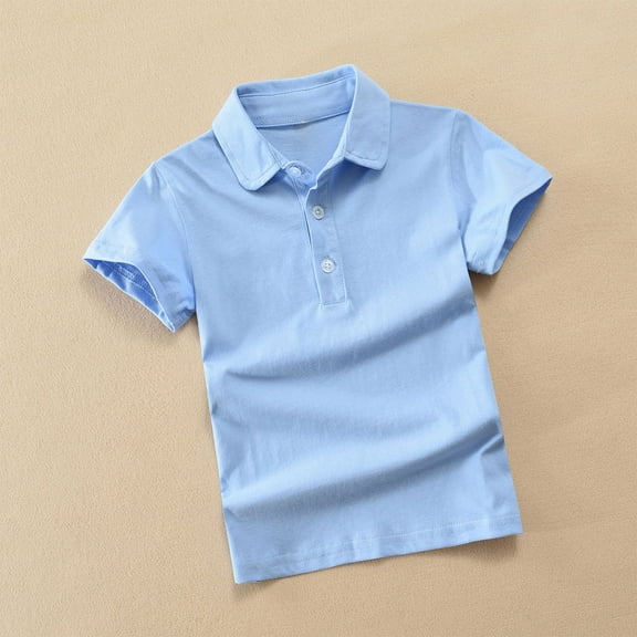 snilers Girls Short Sleeve Active Performance Golf Shirts Summer School Uniform Button Collared Cotton Shirt 2-13 Years