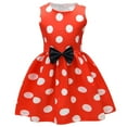 thumbnail image 1 of snilers Girls Sleeveless Dresses Polka Dots Crew Neck Summer Dresses Birthday Party A Line Swing Sundress Size 2-13 Years, 1 of 8
