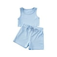 thumbnail image 1 of snilers Girls Summer Clothes 2 Piece Cute Outfits Crew Neck Tank Tops and Drawstring Shorts Sets Casual Beach Clothing Sets for Kids 1-7 Years, 1 of 8