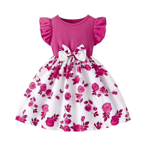 snilers Girls Summer Dresses Butterfly Print Dress Sleeveless Ruffled A-Line Sundress Party Vacation Beach Dress Size 2-8 Years