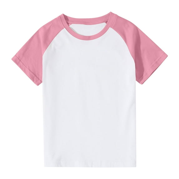 snilers Girls Summer T Shirts Color Block Raglan Short Sleeve Tops Kids Casual Loose Crewneck Cotton Basic Tees 3-14 Years