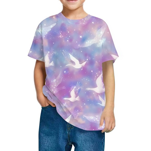 snilers Girls T Shirts Crew Neck Loose Fitted Short Sleeve Floral Printed Summer Tops Cute Colour Graphic Tees Size 3-10 Years