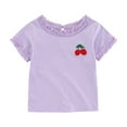 thumbnail image 1 of snilers Girls T Shirts Crew Neck Ruffled Short Sleeve Cute Cherry Embroidery Summer Top Casual Stylish Basic Tees Blouses for 6 Months-5 Years Toddler Baby, 1 of 9