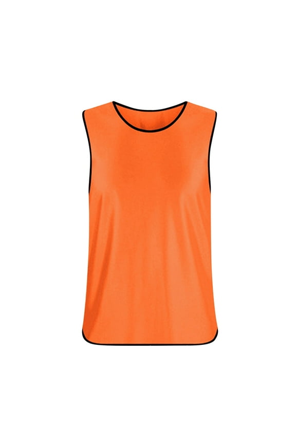 Girls Tank Tops Crew Neck Sleeveless Shirt Soccer Pinnies Scrimmage Training Vests Solid Color Summer Blouses for 5-16 Years Girls Boys Unisex