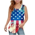thumbnail image 1 of snilers Girls Tank Tops Scoop Neck Loose Fitted Sleeveless Shirt 4th of July Patriotics Tops Boys and Girls Summer Blouses Size 5-14 Years, 1 of 6