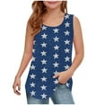 thumbnail image 1 of snilers Girls Tank Tops Scoop Neck Loose Fitted Sleeveless Shirt 4th of July Patriotics Tops Boys and Girls Summer Blouses Size 5-14 Years, 1 of 6