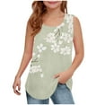 thumbnail image 1 of snilers Girls Tank Tops Scoop Neck Sleeveless Shirt Loose Fitted Basic Tees Cute Floral Print Summer Vests for 5-14 Years, 1 of 5