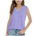 thumbnail image 1 of snilers Girls Tank Tops V Neck Sleeveless Shirt Athletic Gym Workout Tees Loose Fitted Summer Vest for 5-15 Years, 1 of 8