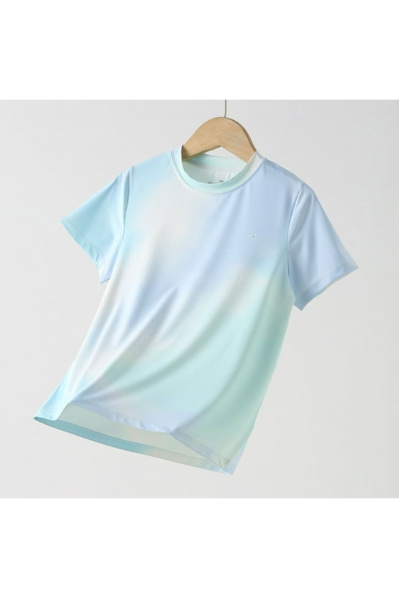 Girls UPF 50+ Sun Shirts Tie Dye Quick Dry Short Sleeve T Shirt Basic Tees Summer Athletic Gym Crewneck Tops 4-15 Years