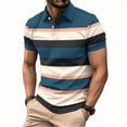 thumbnail image 1 of snilers Golf Shirts for Men Short Sleeve Collared Pullover Button Up Stripes Casual Work Shirts Relaxed Fitted Stylish Summer Tops, 1 of 3