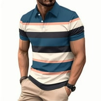 snilers Golf Shirts for Men Short Sleeve Collared Pullover Button Up Stripes Casual Work Shirts Relaxed Fitted Stylish Summer Tops